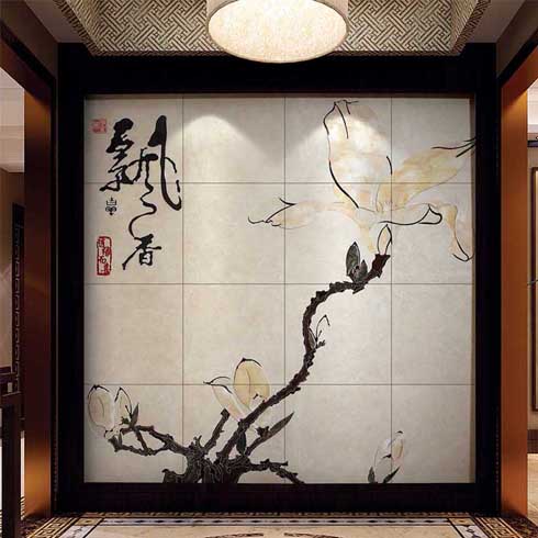 雅素麗藝術背景墻磚產(chǎn)品-雅素麗水刀鑲嵌背景墻系列-飄香